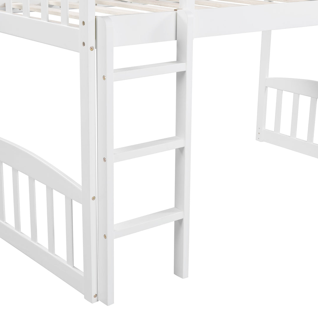 White Twin Traditional Manufactured Wood and Solid Wood Bunk Bed