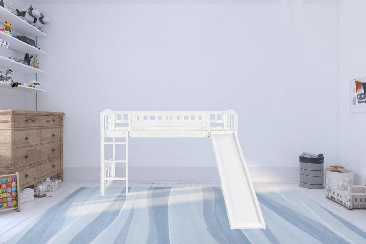 White Twin Traditional Manufactured Wood and Solid Wood Bunk Bed