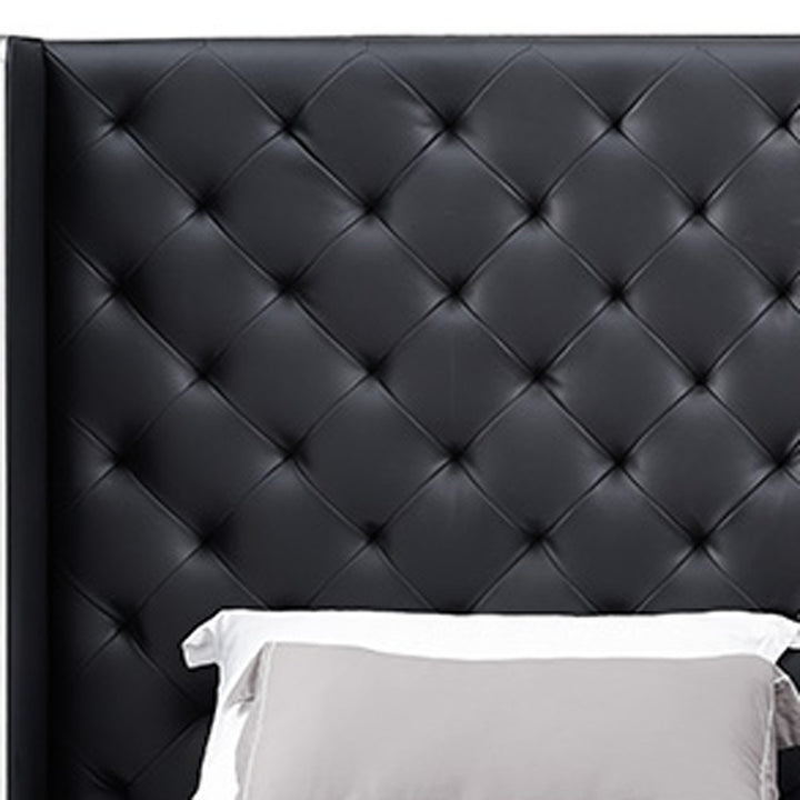 60 X 91 X 91 Black Faux Leather Bed King