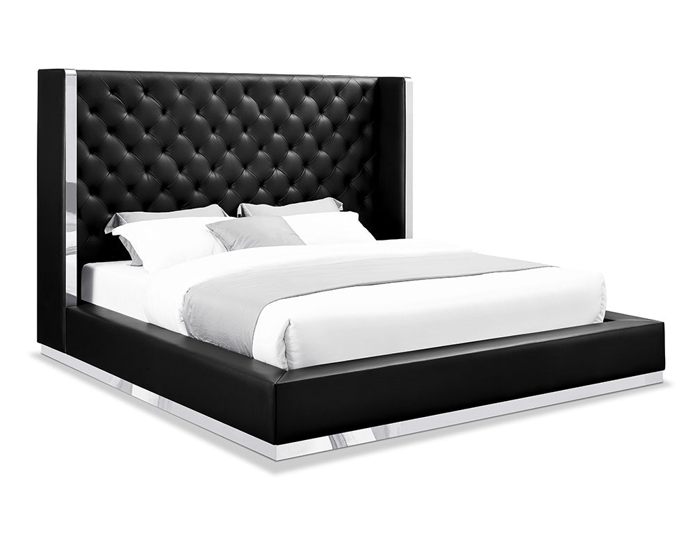 60 X 91 X 91 Black Faux Leather Bed King