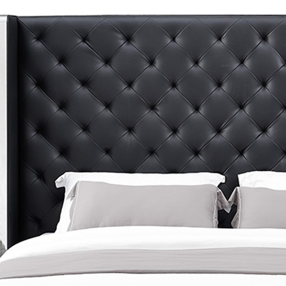 60 X 91 X 91 Black Faux Leather Bed King