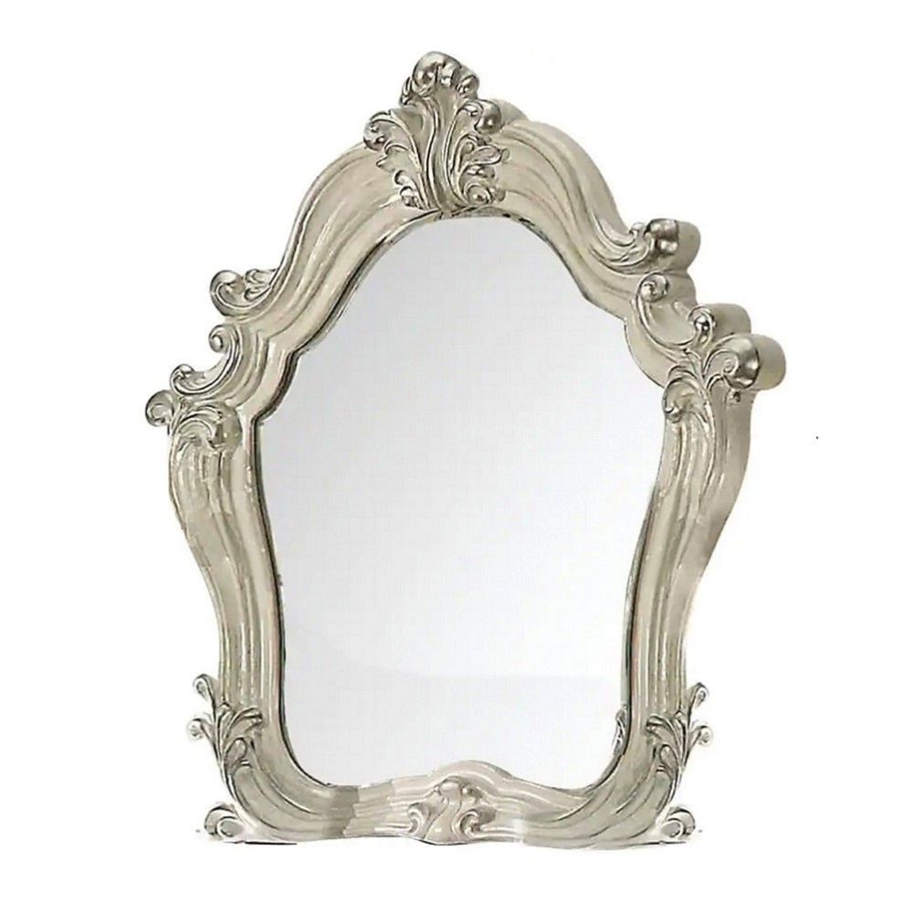 White and Silver Wood Framed Dresser Mirror