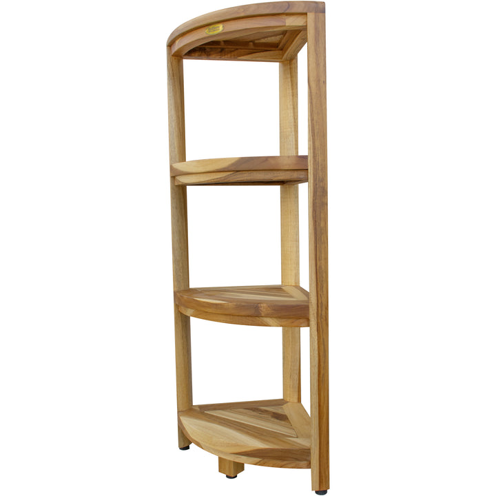 Teak Four Tier Corner Shelf In Natural Finish