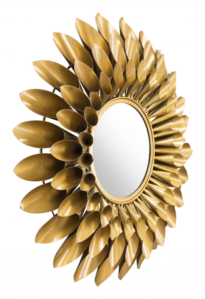 32" Gold Round Accent Mirror