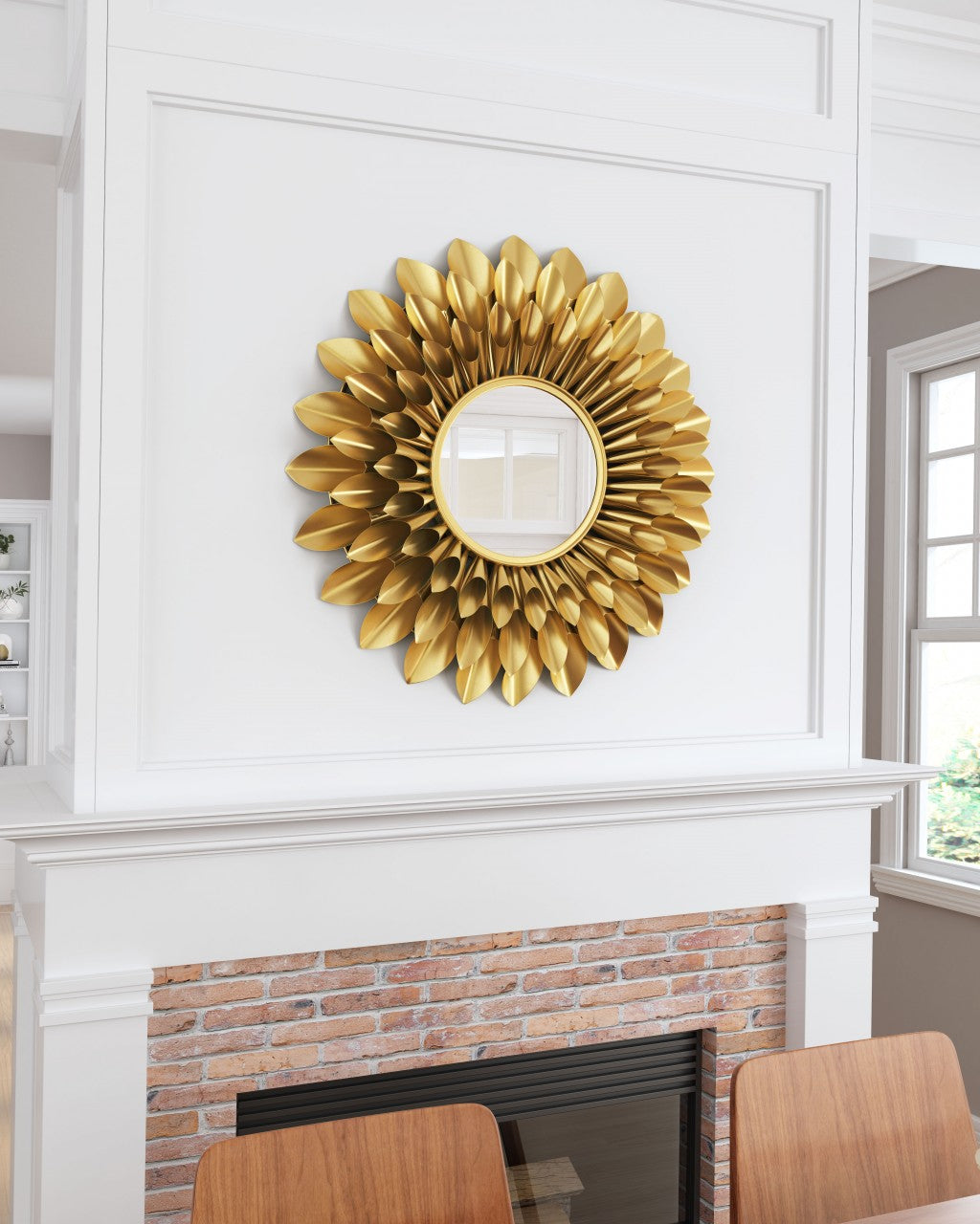 32" Gold Round Accent Mirror