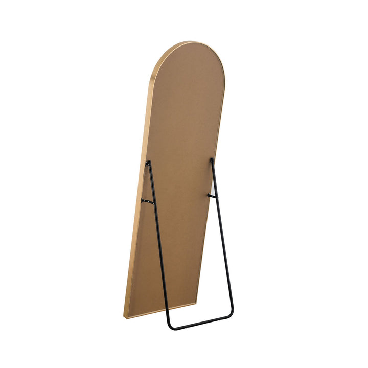 Narrow Gold Arched Full-length Floor Mirror with Stand