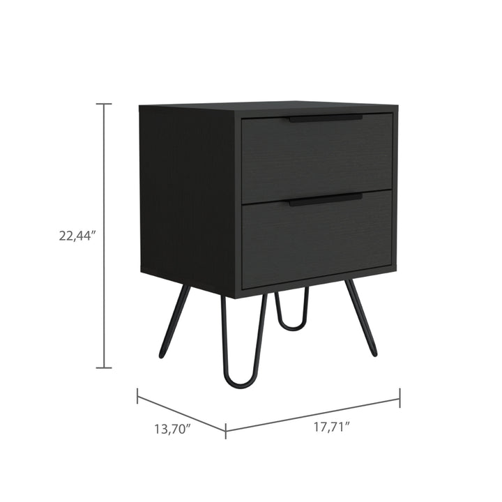 22" Black Wengue Two Drawer Nightstand