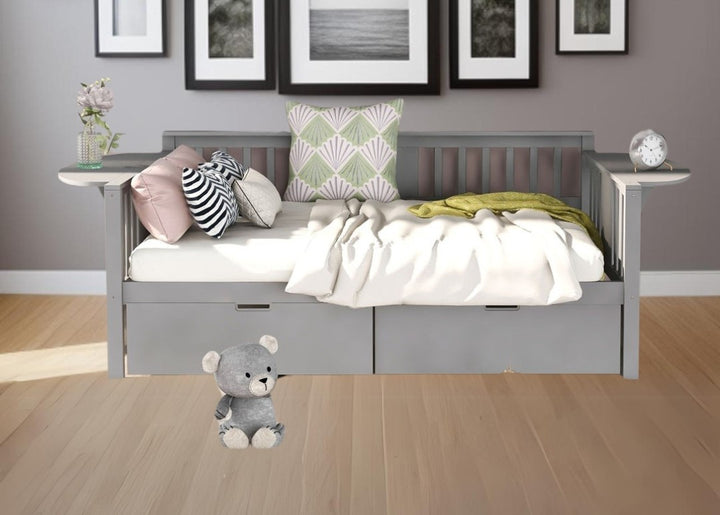 Gray Solid and Manufactured Wood Full Bed