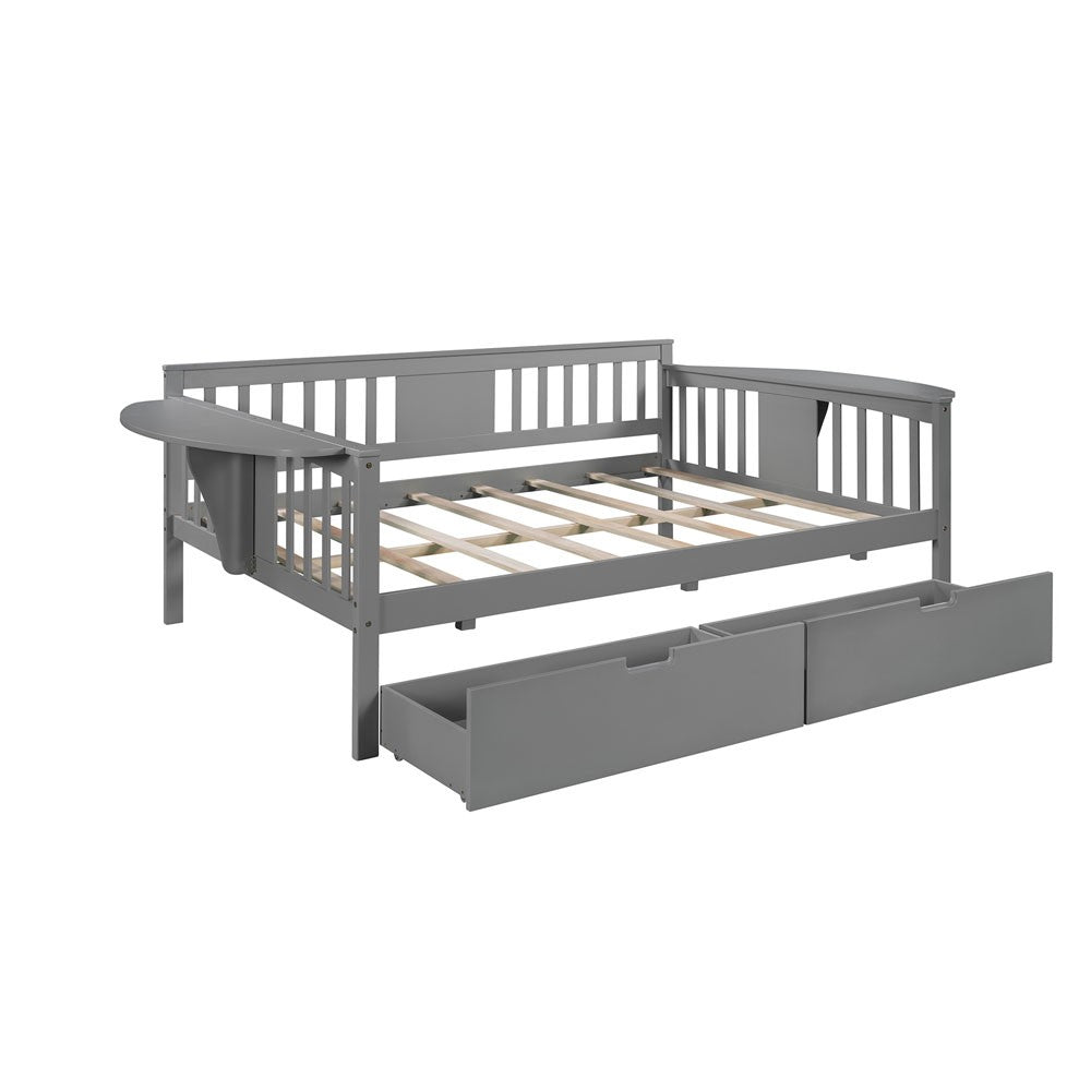 Gray Solid and Manufactured Wood Full Bed