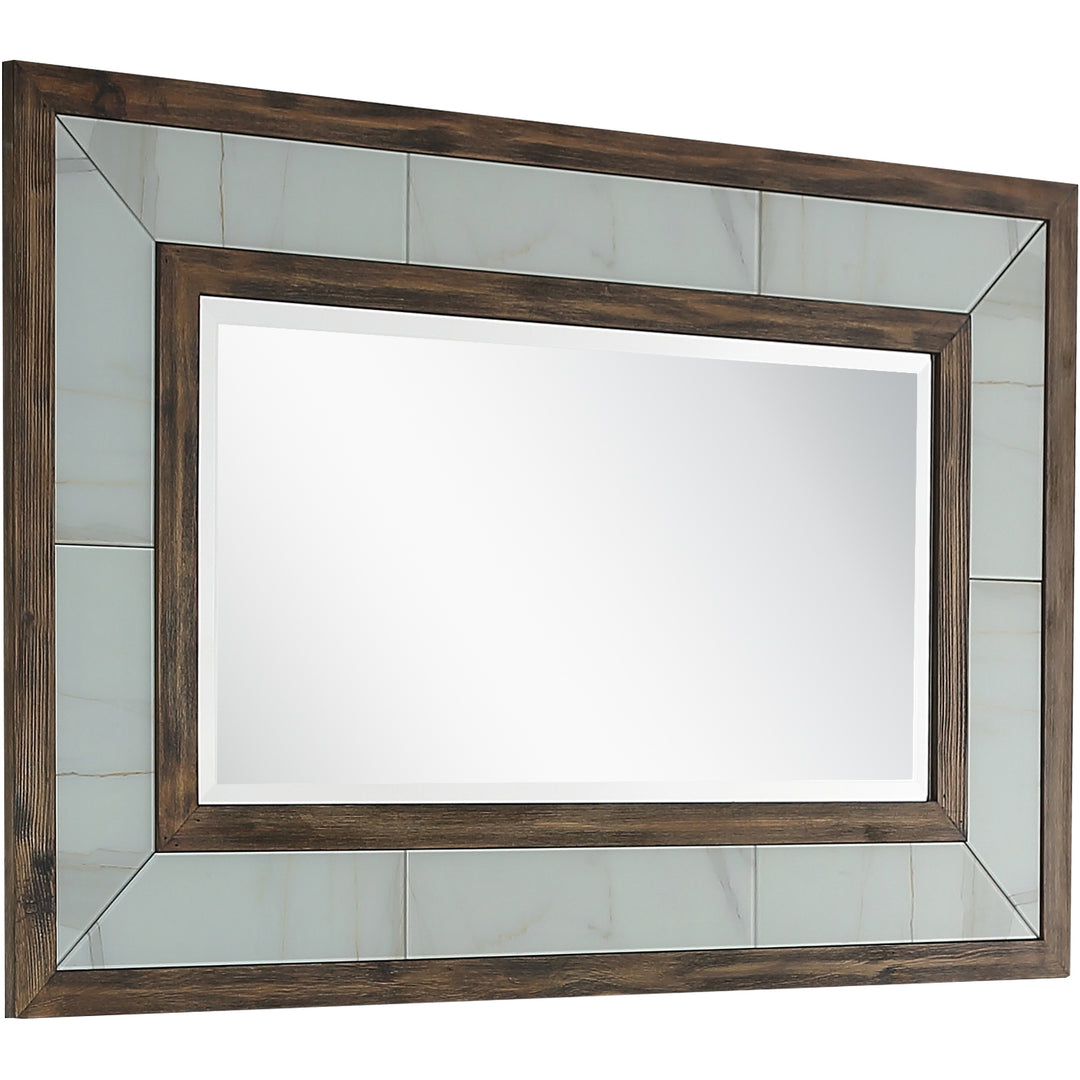 32" Brown Wood Framed Accent Mirror