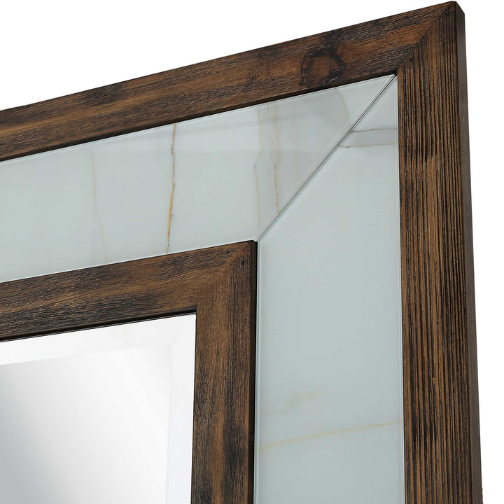 32" Brown Wood Framed Accent Mirror