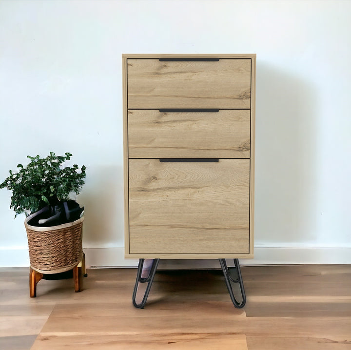 18" Brown And Black Three Drawer Chest