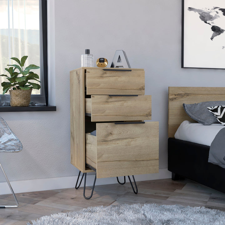 18" Brown And Black Three Drawer Chest