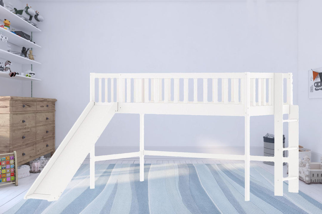 White Twin Traditional Manufactured Wood and Solid Wood Bunk Bed