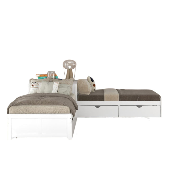 White Twin Bed with Trundle