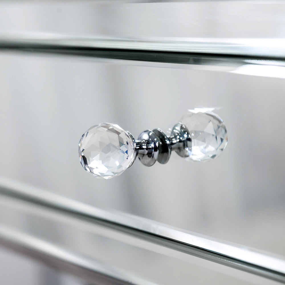 Mirrored Silver Finish Nightstand Drawer