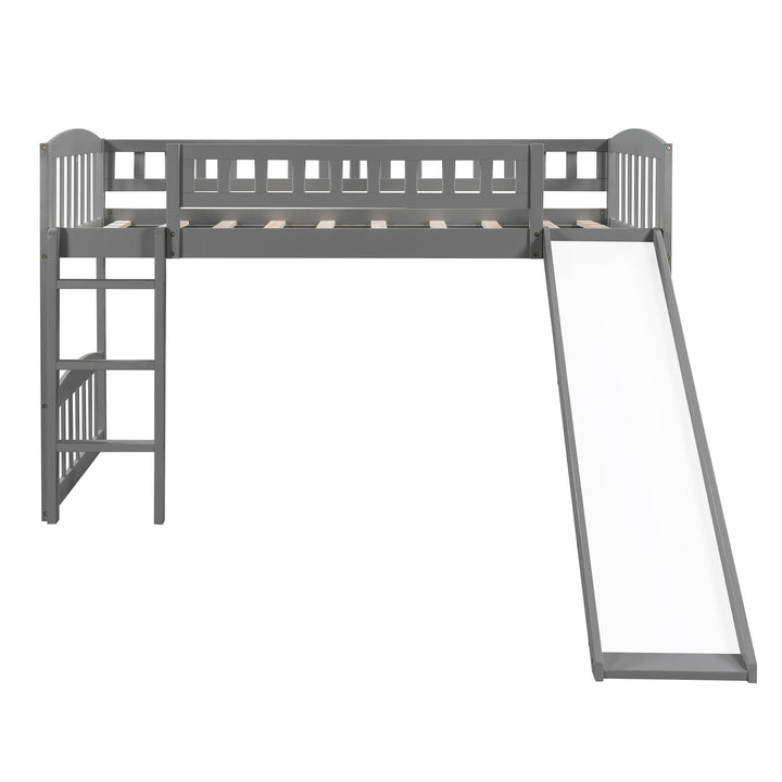 Gray Twin Traditional Manufactured Wood and Solid Wood Bunk Bed