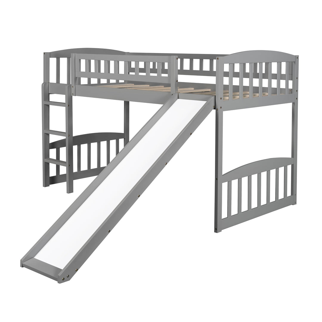 Gray Twin Traditional Manufactured Wood and Solid Wood Bunk Bed