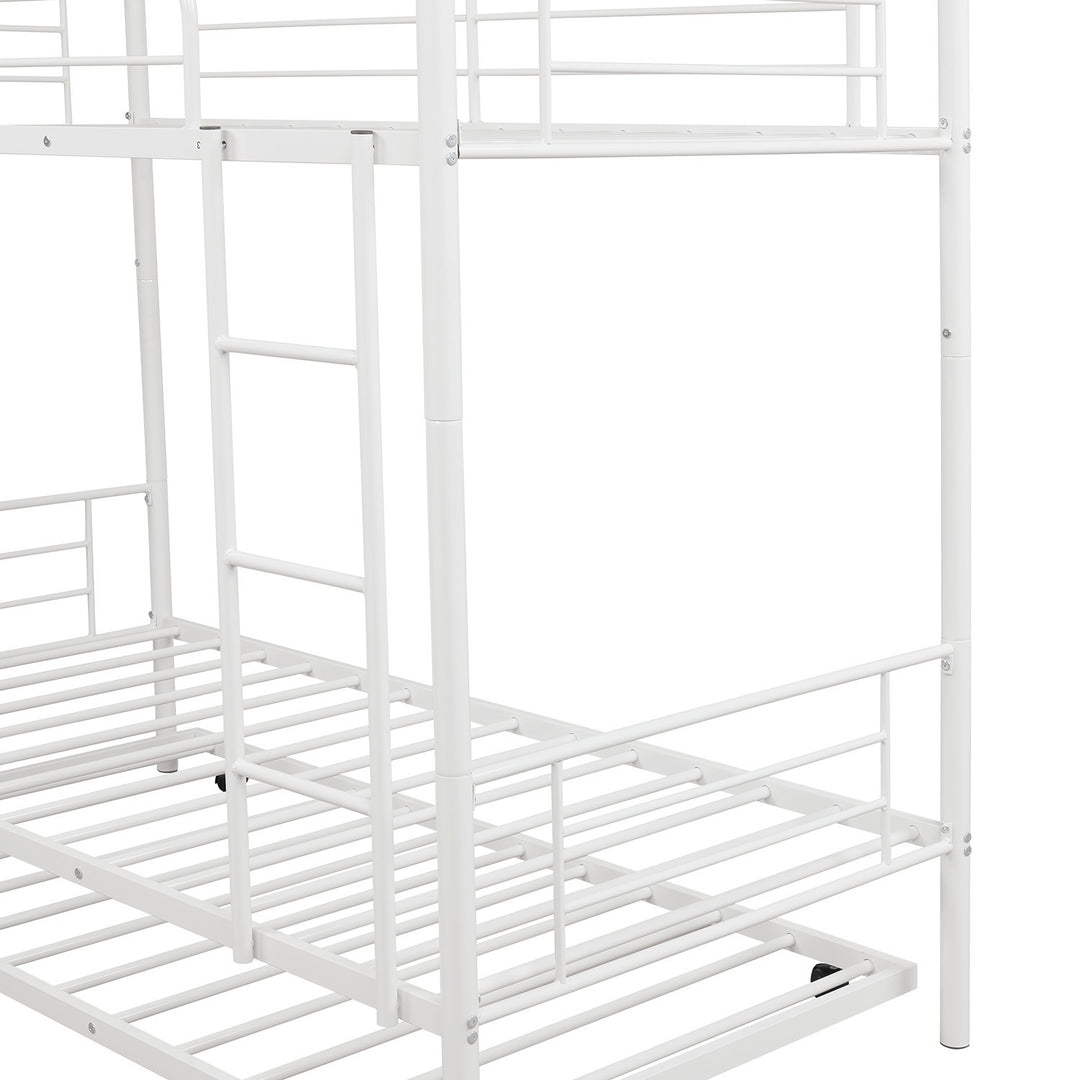 White Twin over Twin Traditional Steel Bunk Bed