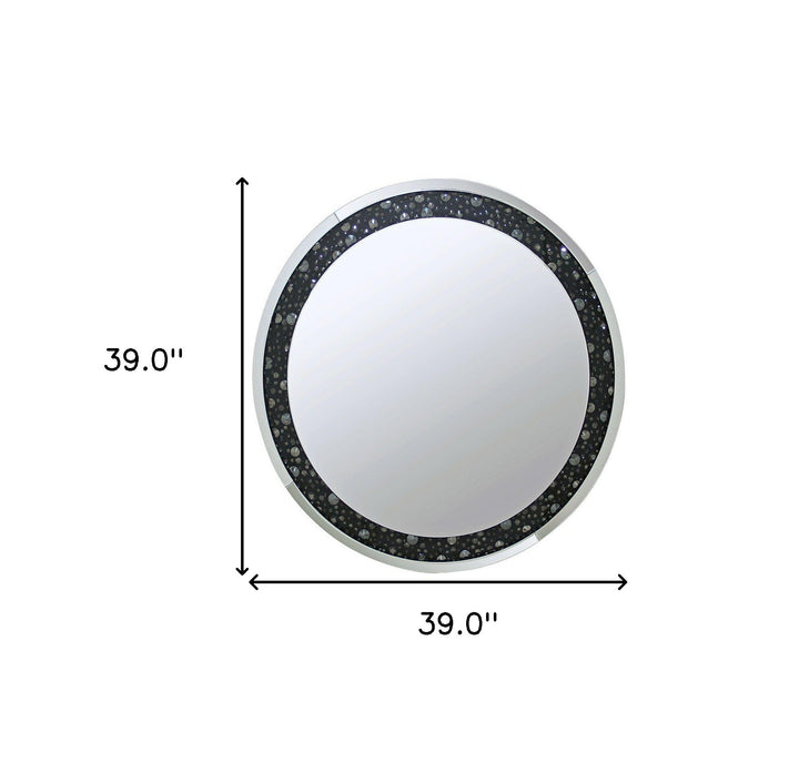 39" Black Round Accent Mirror