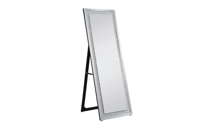 63" Mirrored, Faux Diamonds Square Cheval Standing Mirror