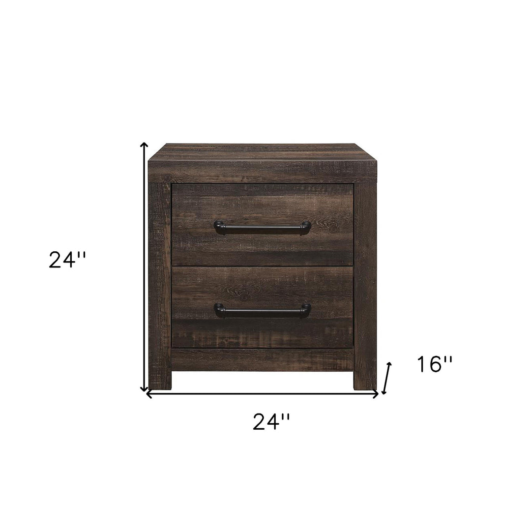 24" Dark Oak Two Drawer Nightstand