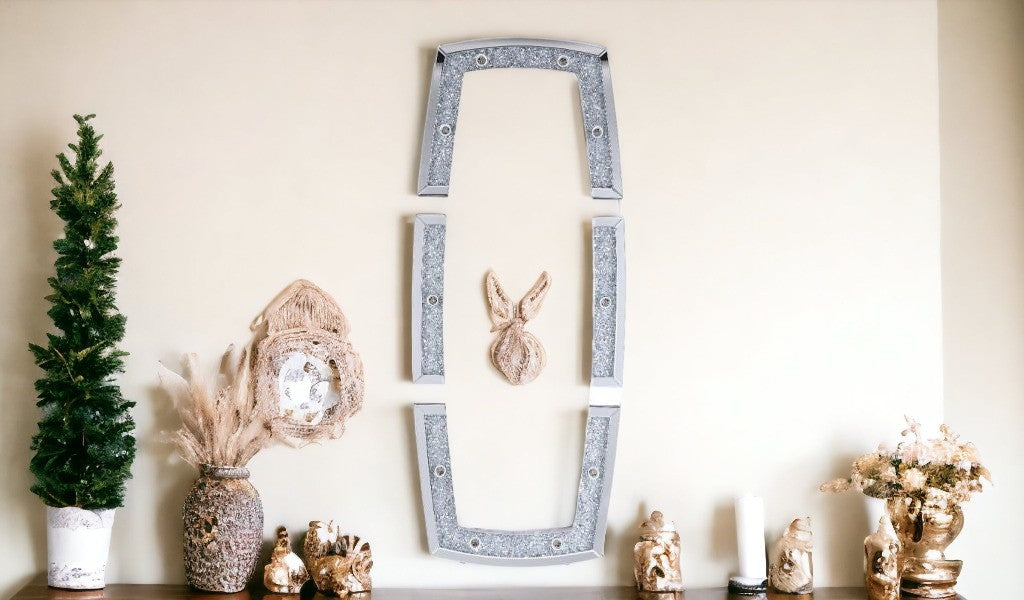 63" Mirrored & Faux Diamonds Lighted Irregular Accent Mirror