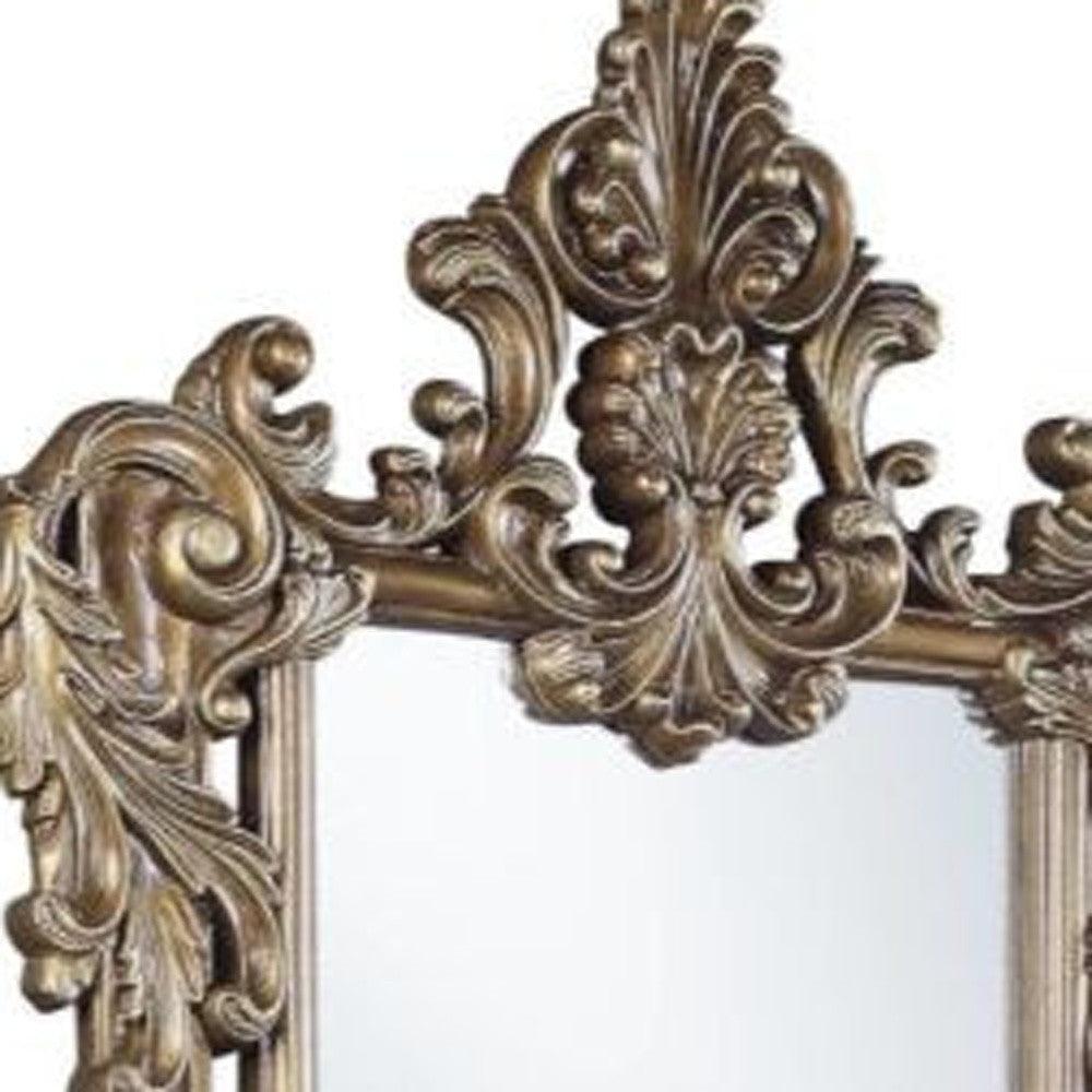 60" Brown & Gold Finish Irregular Dresser Mirror