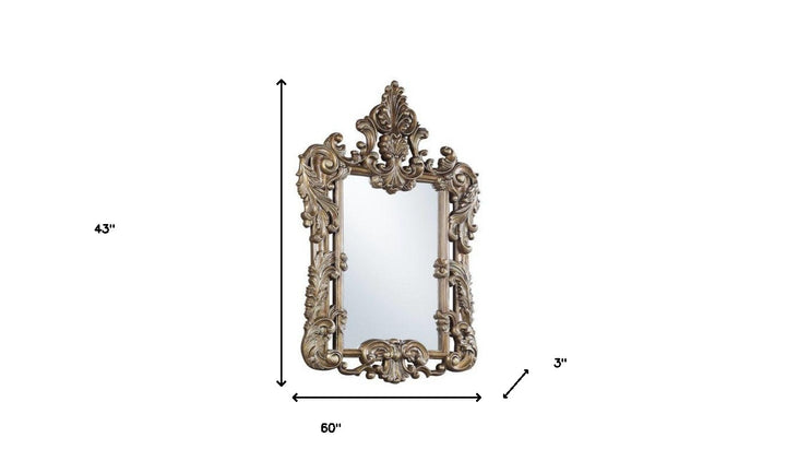 60" Brown & Gold Finish Irregular Dresser Mirror