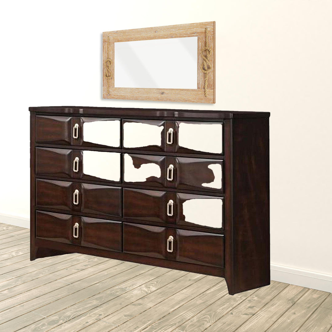 59" Espresso Eight Drawer Double Dresser