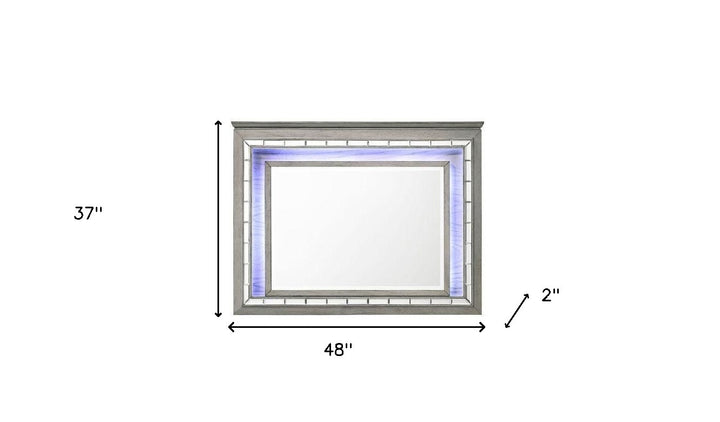 37" Light Gray Oak Lighted Dresser Mirror