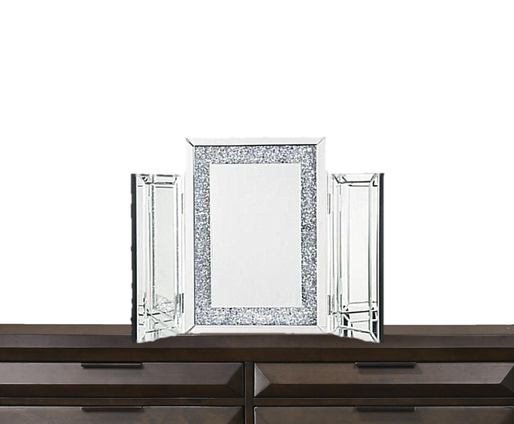 22" Mirrored & Faux Diamonds Accent Mirror