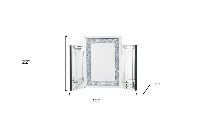 22" Mirrored & Faux Diamonds Accent Mirror