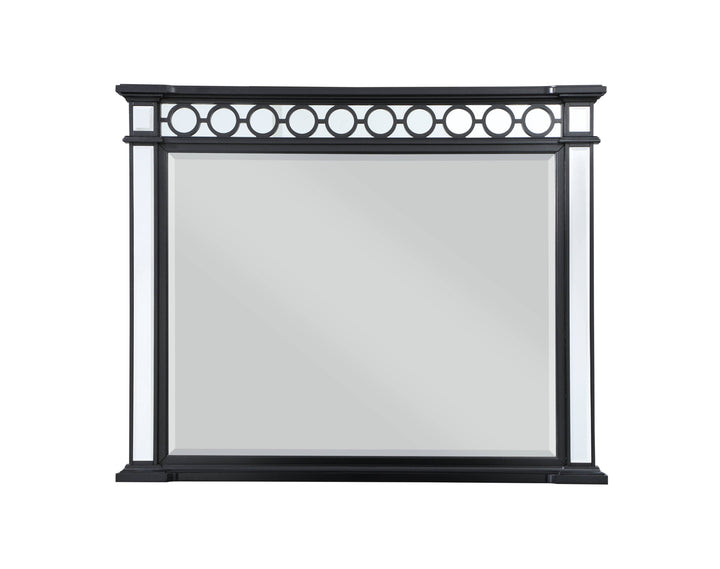 42" Mirrored, Black & Sliver Finish Dresser Mirror