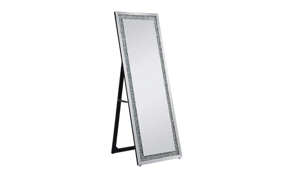 63" Mirrored & Faux Diamonds Cheval Standing Mirror