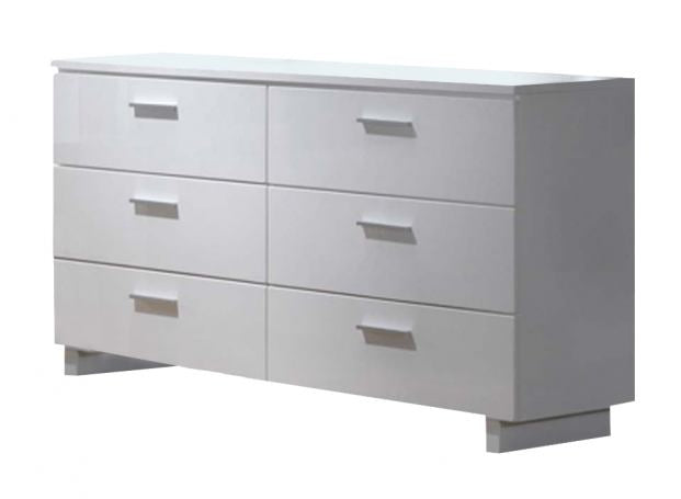 63" White Six Drawer Double Dresser