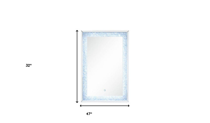 47" Mirrored & Faux Diamonds Lighted Accent Mirror