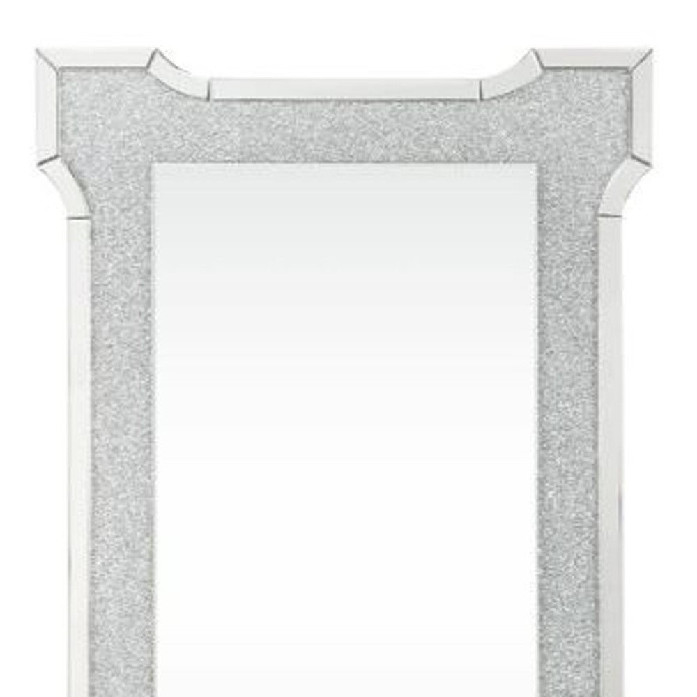 47" Mirrored & Faux Diamonds Round Accent Mirror