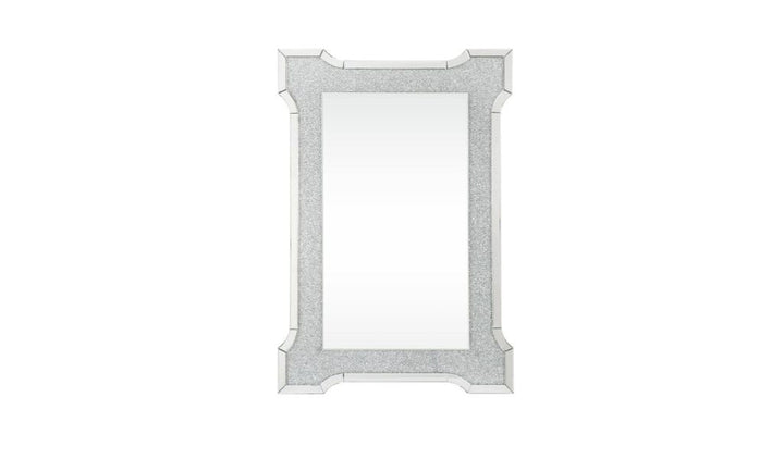 47" Mirrored & Faux Diamonds Round Accent Mirror