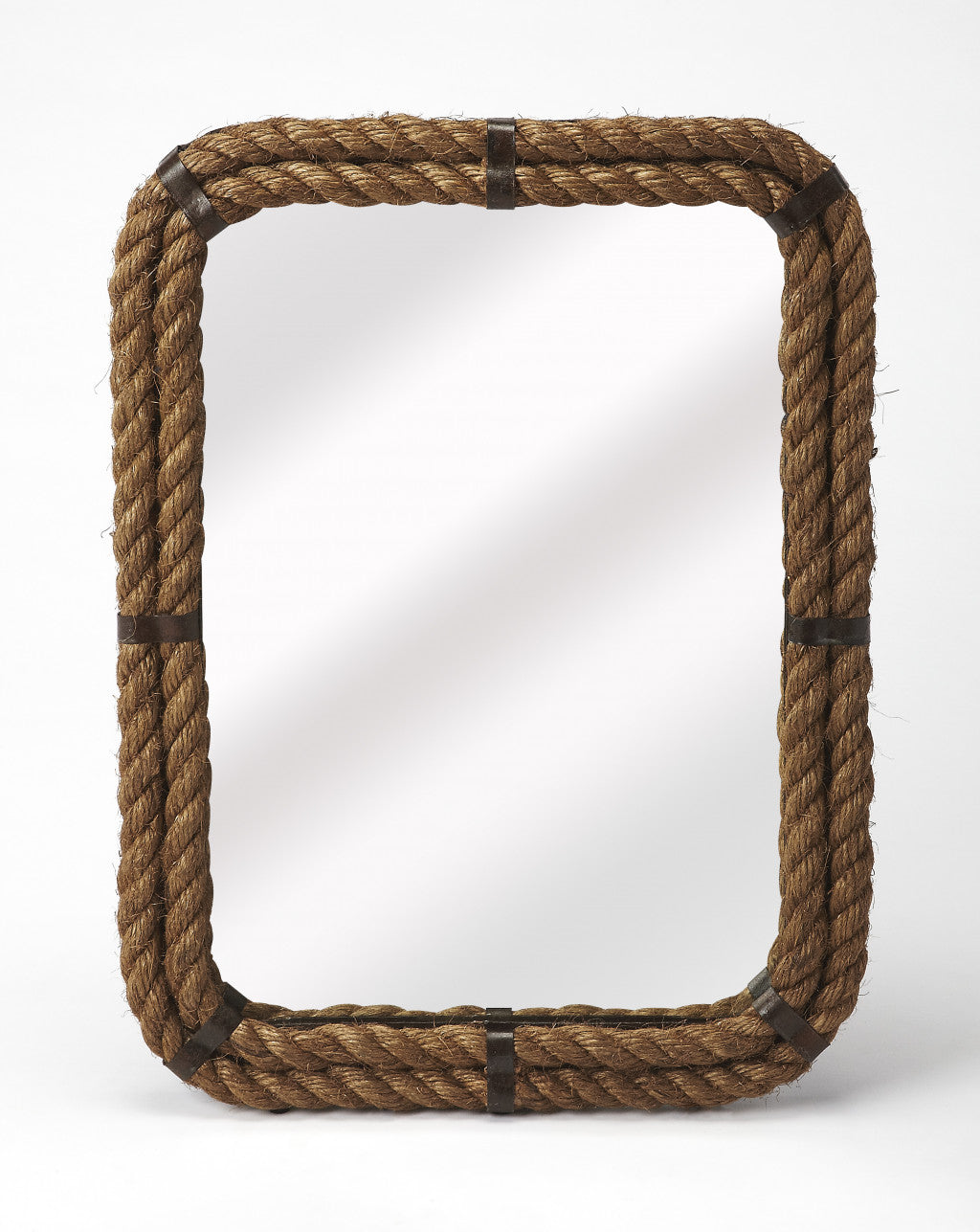 25" Light Brown Rope Framed Accent Mirror