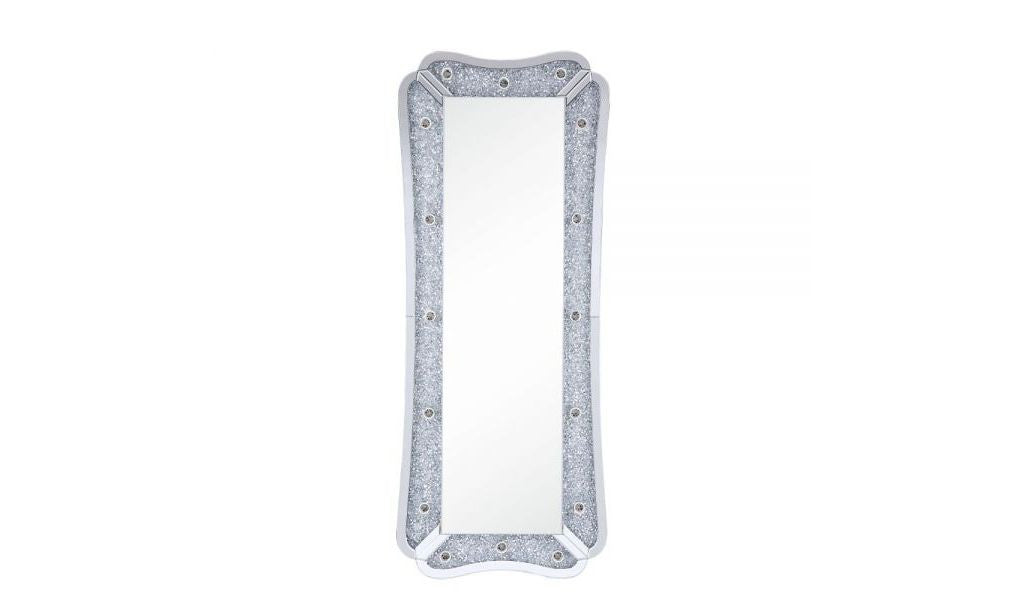 63" Mirrored & Faux Diamonds Lighted Accent Mirror