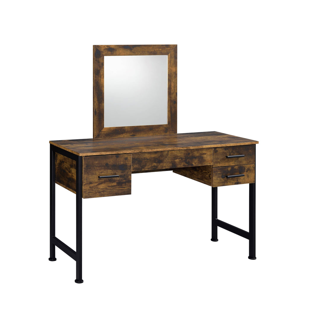 53" Rustic Oak & Black Finish Dresser Mirror