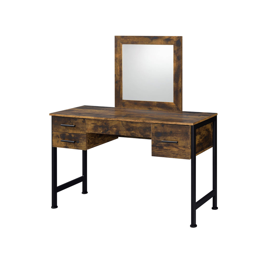 53" Rustic Oak & Black Finish Dresser Mirror