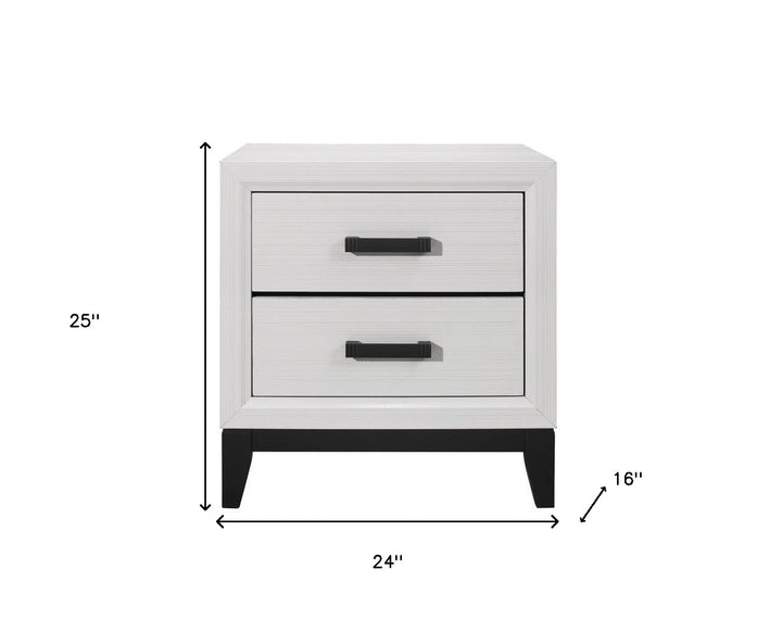 25" White Two Drawer Nightstand