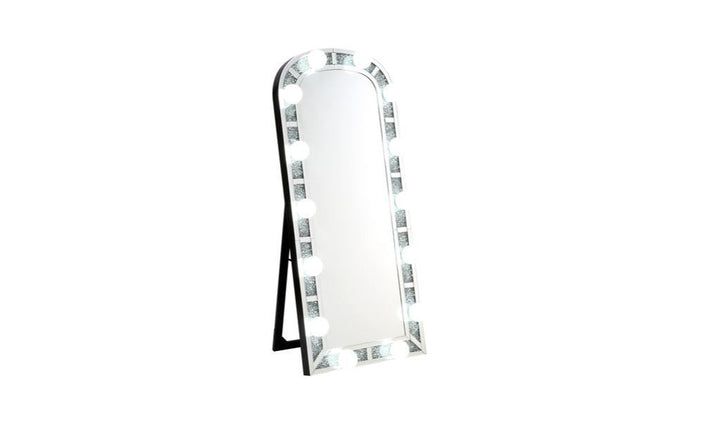 63" Mirrored & Faux Diamonds Cheval Standing Mirror