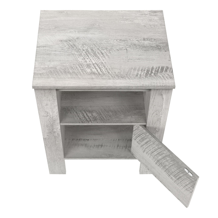 24" Gray Faux Wood Nightstand With Storage