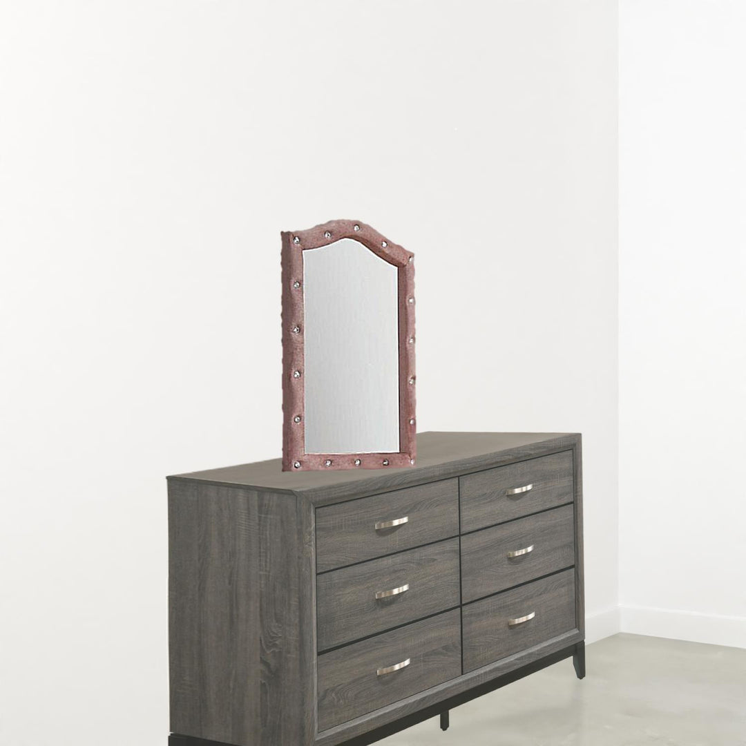 30" Pink Fabric Dresser Mirror