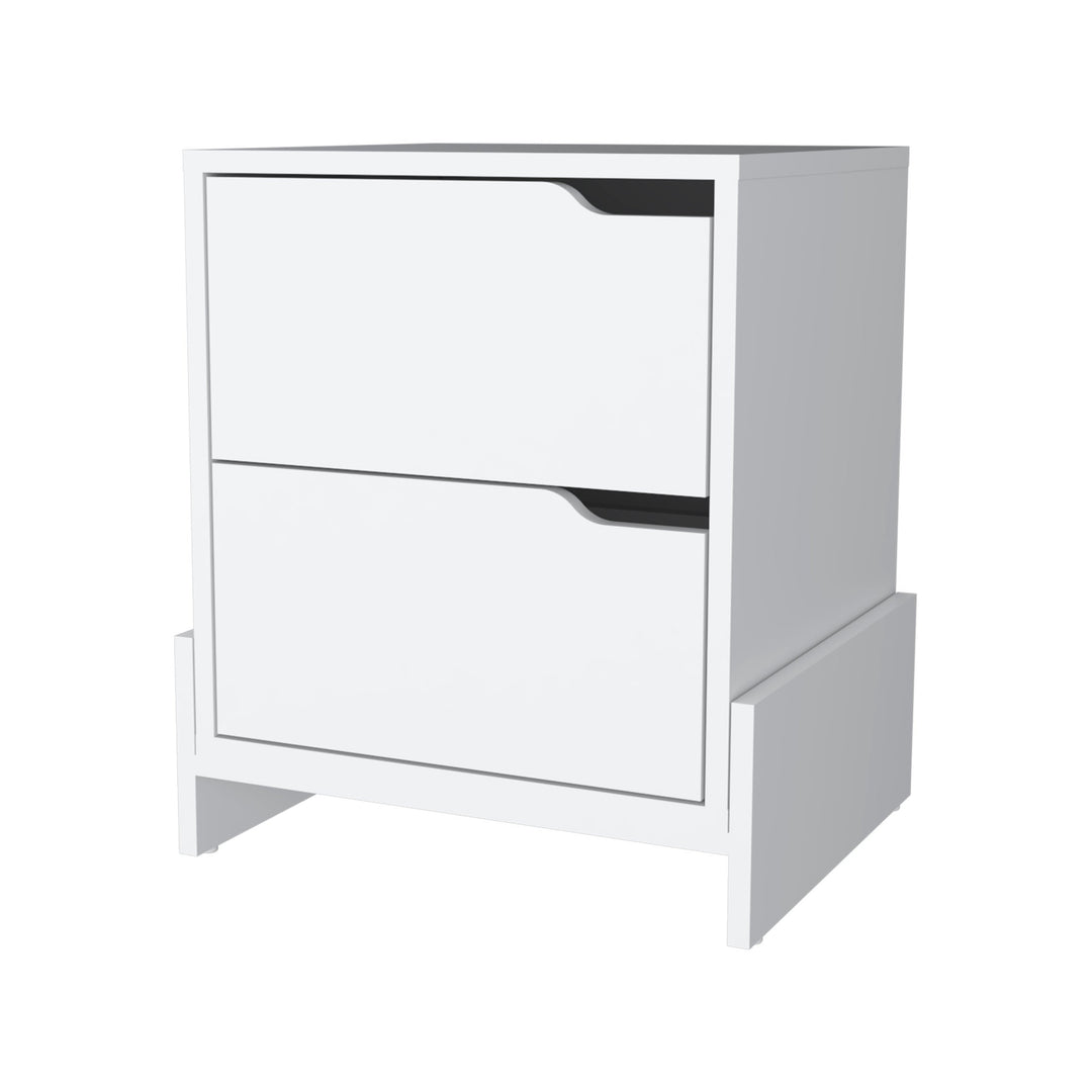 20" White Two Drawer Faux Wood Nightstand