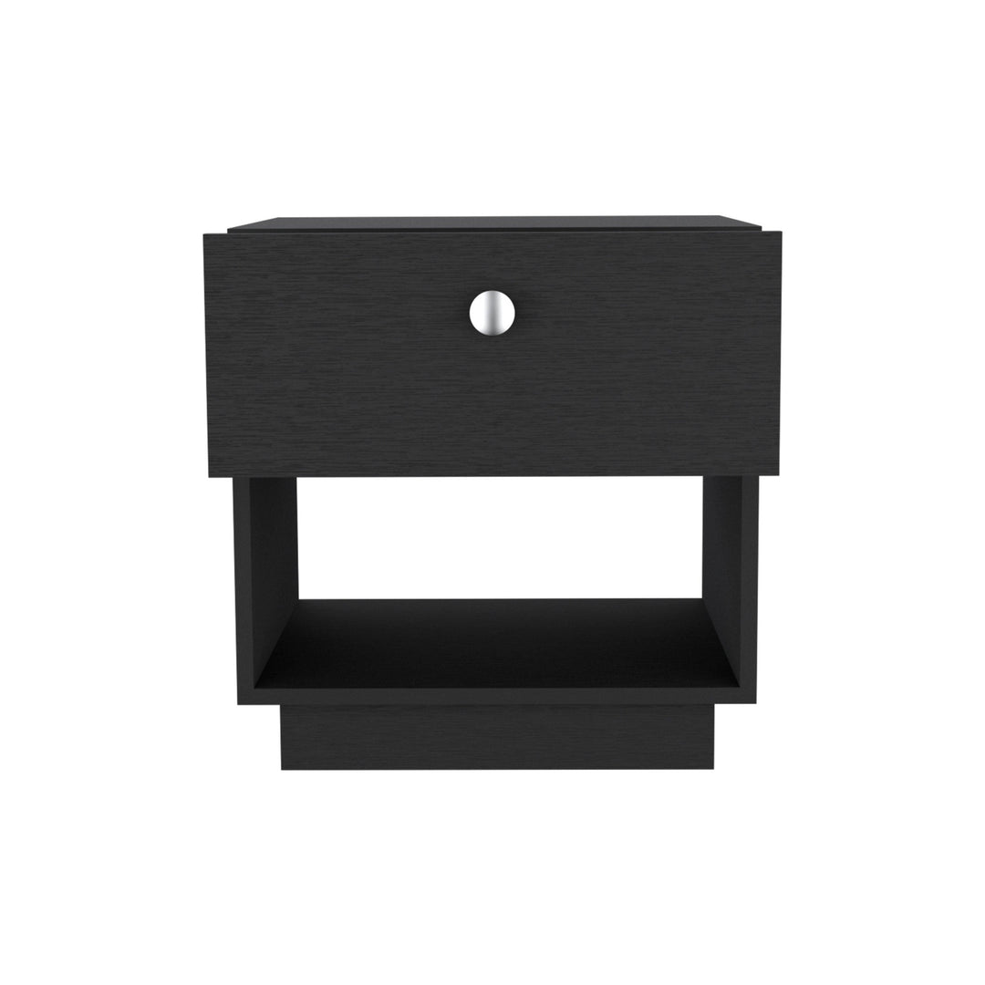 20" Black One Drawer Faux Wood Nightstand