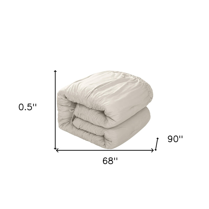 Beige Twin Polyester 180 Thread Count Washable Down Comforter Set